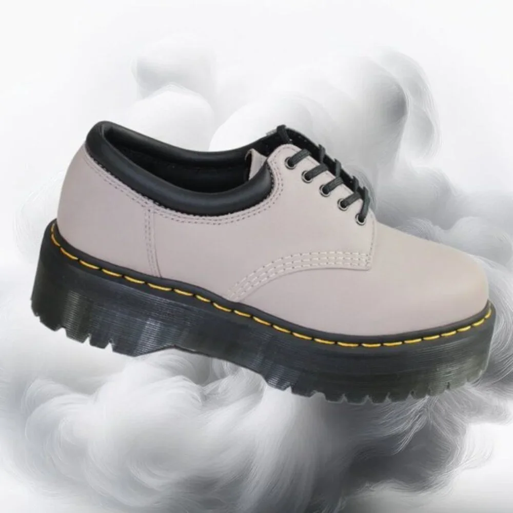 Dr. Martens 8053 Quad Retro Vintage Taupe Platform Derby Oxfords, Size 10